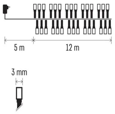 Catena luminosa LED per esterni, 600 LED, 17 m, IP44, bianco caldo