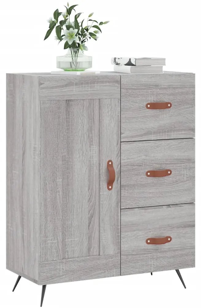 Credenza grigio sonoma 69,5x34x90 cm in legno multistrato