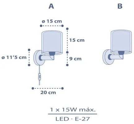 Dalber 76639 - Lampada da parete per bambini MOON DREAMS 1xE27/15W/230V blu