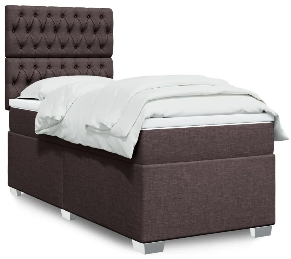 Giroletto A Molle Con Materasso Marrone Scuro 90x200 Cm Tessuto /