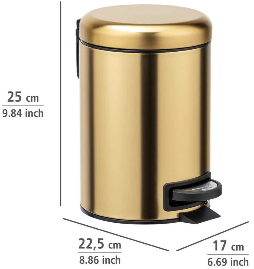 Bidone a pedale in acciaio inox oro 3 l Leman - Wenko