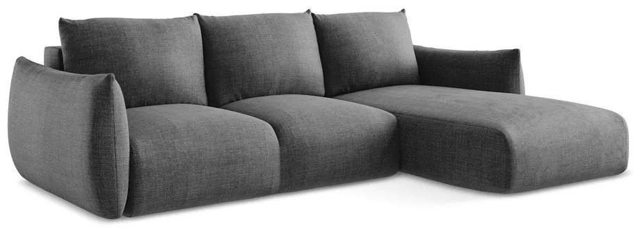 Divano angolare grigio scuro allungabile (con penisola a destra/con chaise lounge) Leila – Makamii