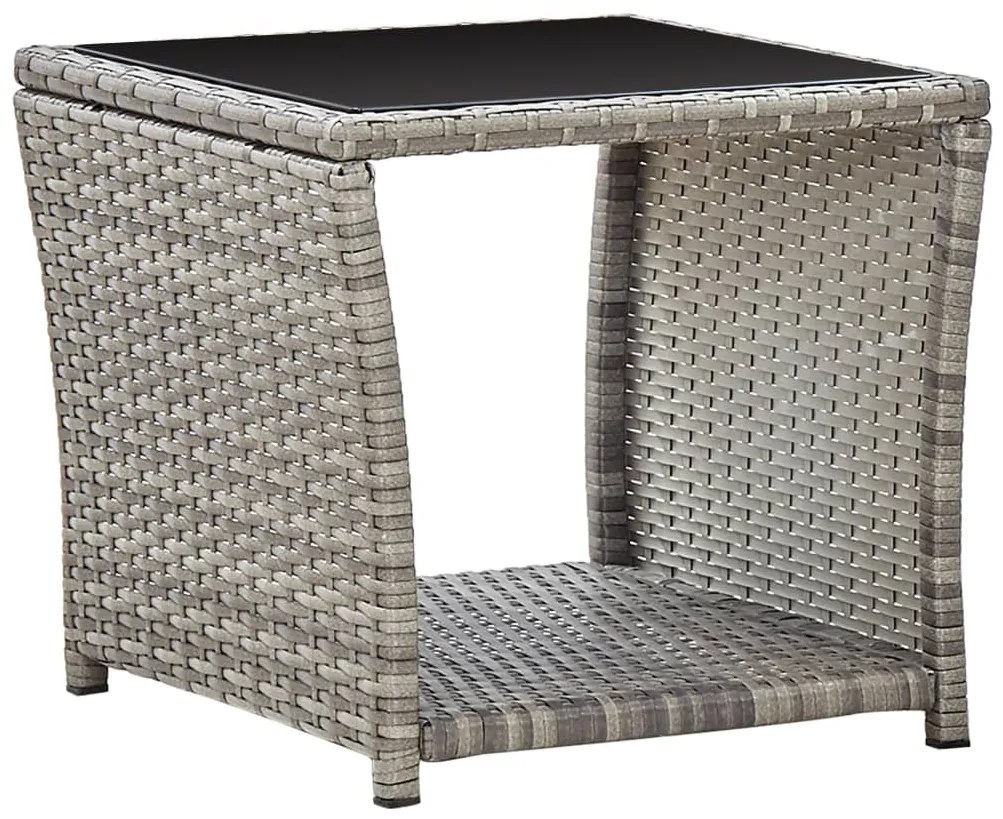 Set da Pranzo da Giardino 3 pz con Cuscini in Polyrattan Grigio