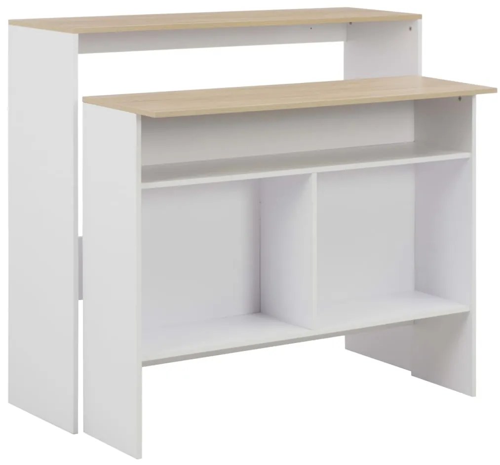 Tavolo Bar Con 2 Piani Dappoggio Bianco E Rovere 130x40x120cm /