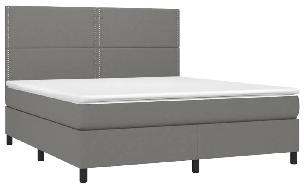 Giroletto a molle con materasso grigio scuro 160x200 cm tessuto
