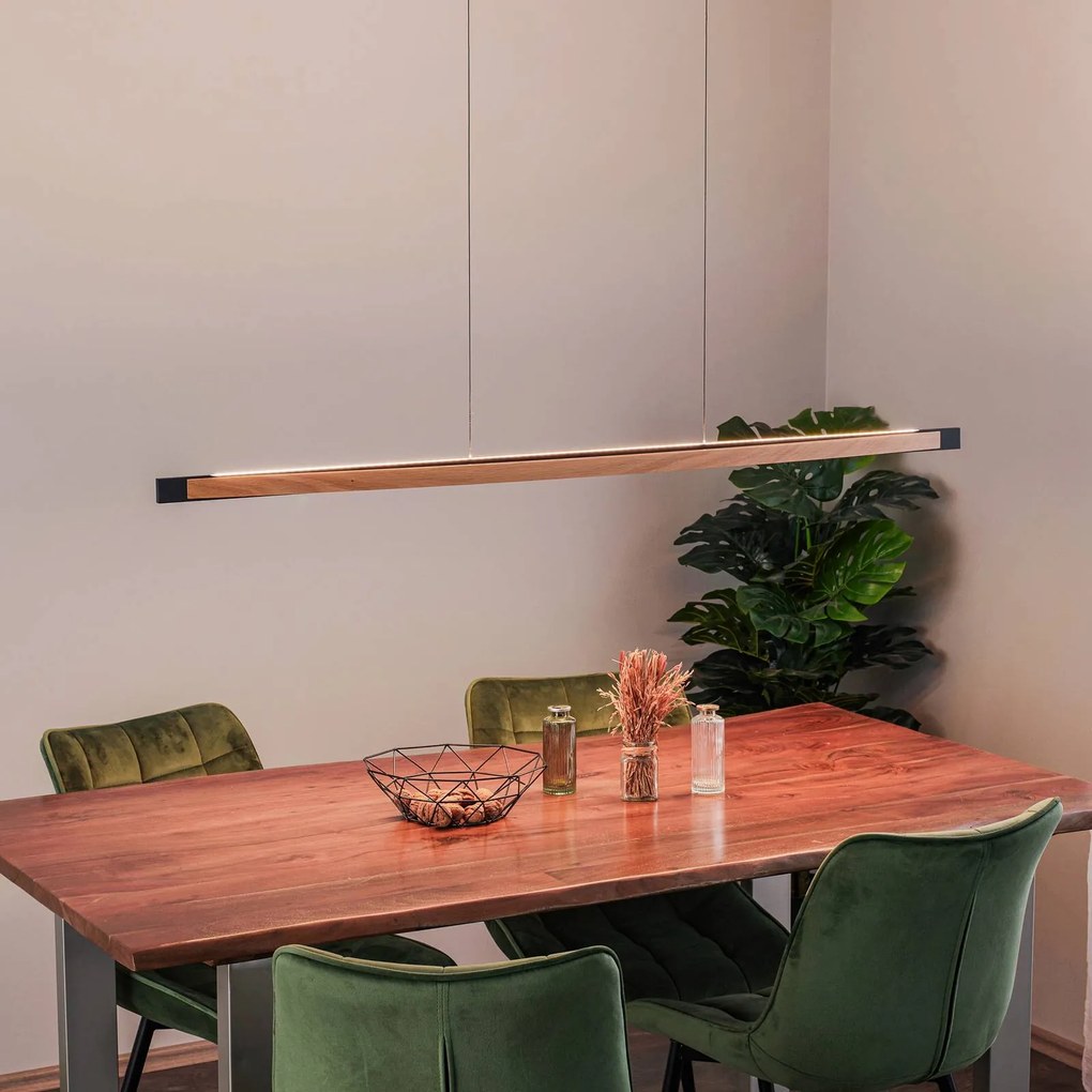 Quitani Lampada a sospensione Kiera, rovere/nero, 138 cm