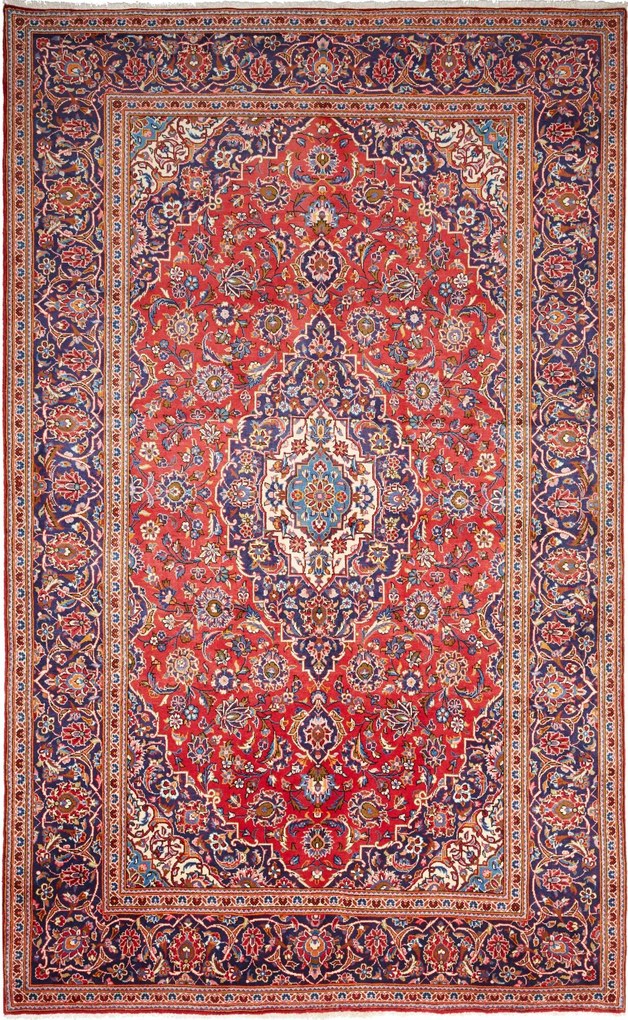 Kashan Tappeto 200 x 330 Rosso (Iran) Annodato A Mano