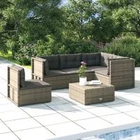 Set Divani da Giardino 5 pz con Cuscini in Polyrattan Grigiocod mxl 93479