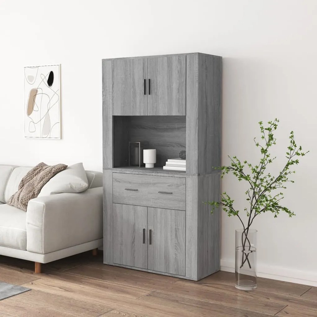 Credenza Grigio Sonoma İn Legno Multistrato /