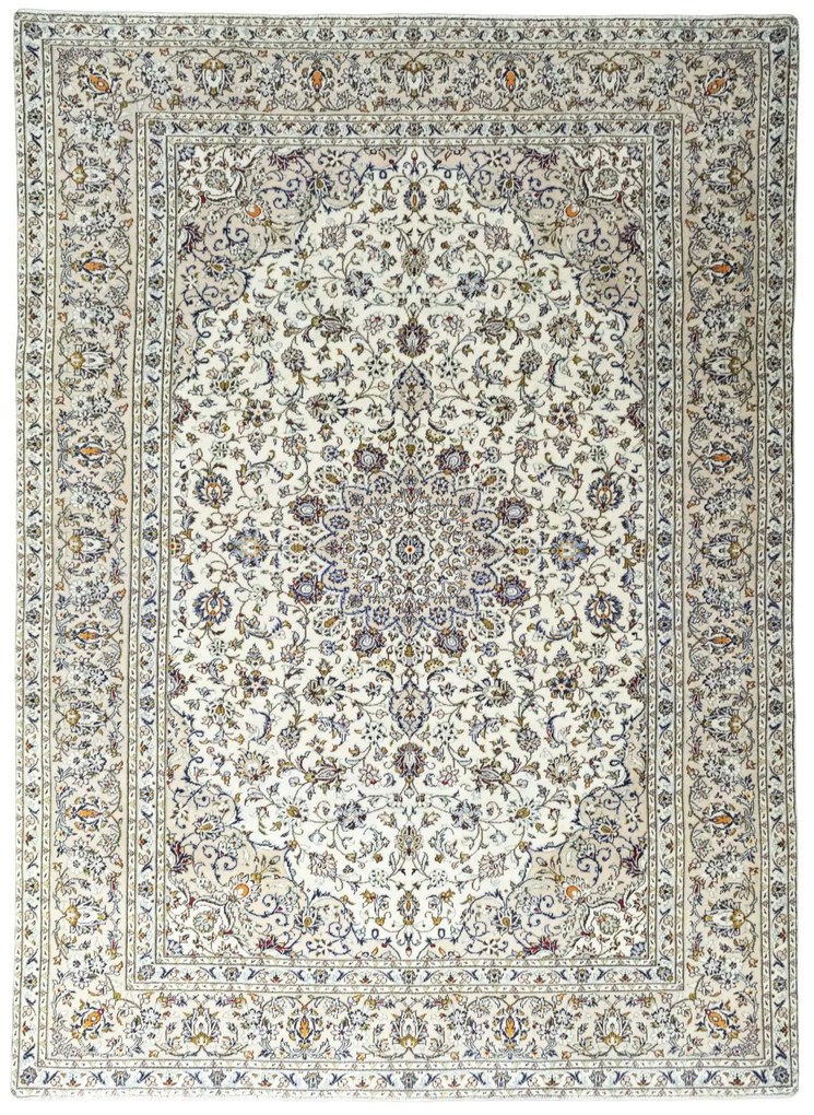 Kashan Tappeto 240x330 Beige (Iran) Annodato A Mano