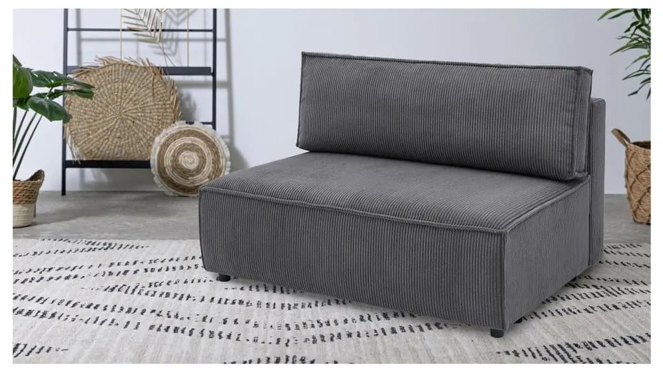 Modulo divano in velluto a coste grigio scuro, pezzo centrale Nihad modular - Bobochic Paris