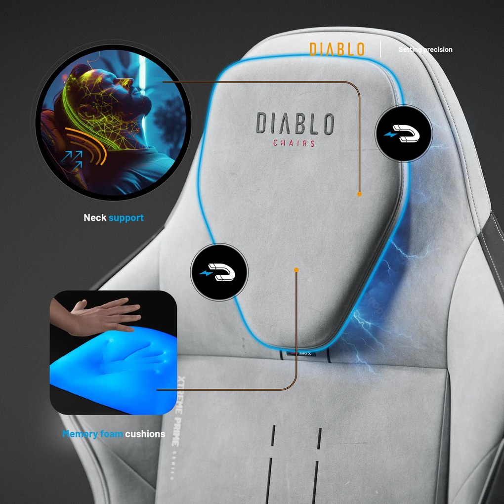 Sedia da gaming grigia Diablo X.One Prime, Normal Size, Nightwolf Moon