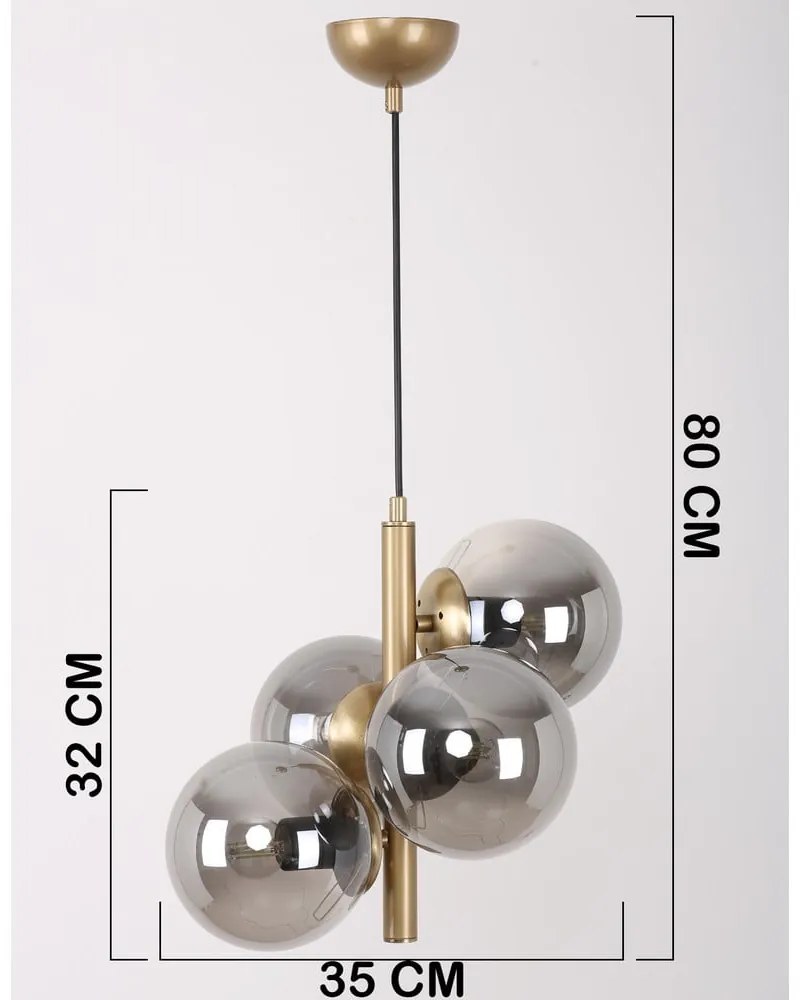 Lampada a sospensione con paralume in vetro grigio-oro ø 15 cm Forte - Squid Lighting