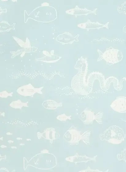 Majvillan Tapete The Big Blue - Dusty Blue/ Cream White