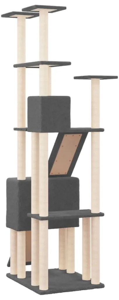 Albero per gatti con tiragraffi in sisal grigio scuro 190 cm