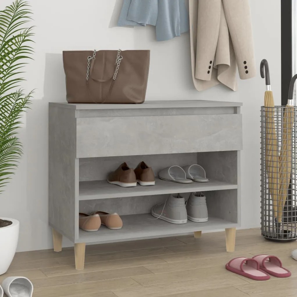 Scarpiera Grigio Cemento 70x36x60 Cm İn Legno Multistrato /