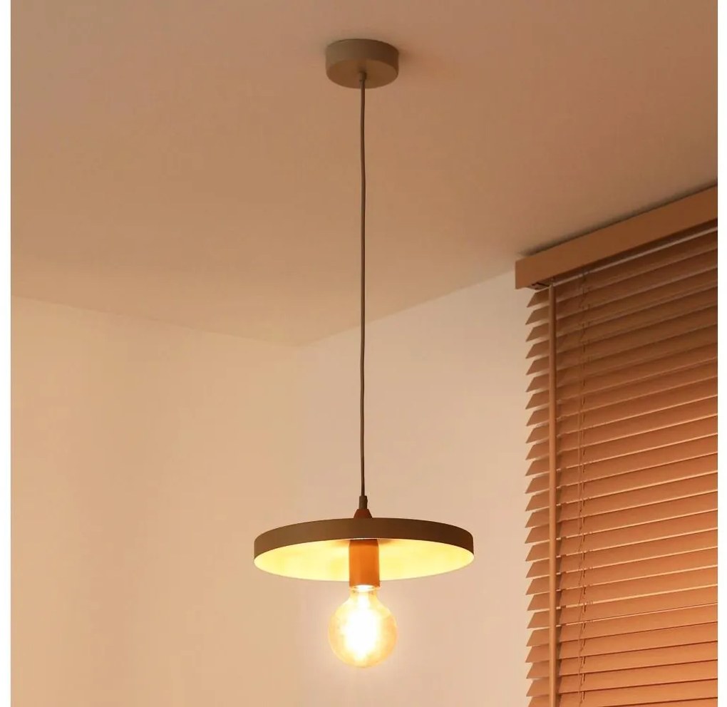 Duolla - Lampada a sospensione su cavo IRONLINE 1xE27/15W/230V Ø 30 cm beige/ramato