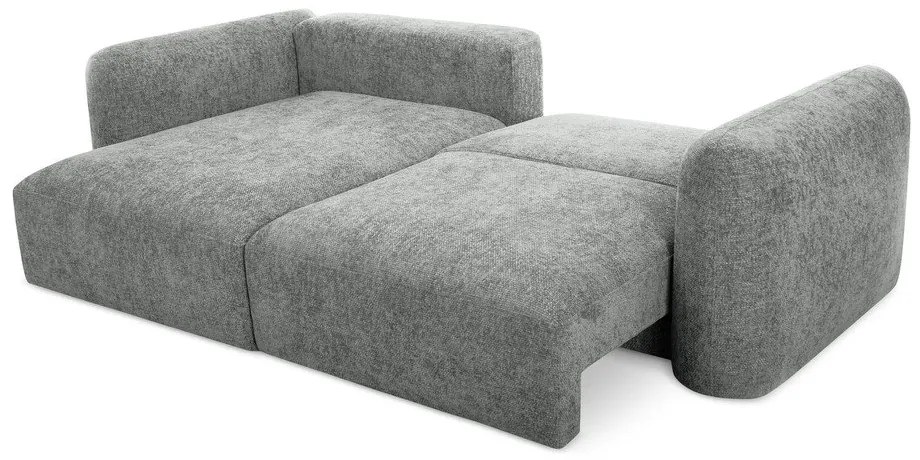 Divano angolare grigio allungabile/con contenitore (con penisola a sinistra/con chaise lounge) con rivestimento in ciniglia Mele – Makamii