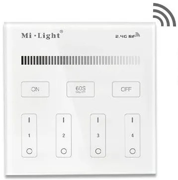 Pannello Full Touch WiFi Dimmer 4-Zone base magnetica - White