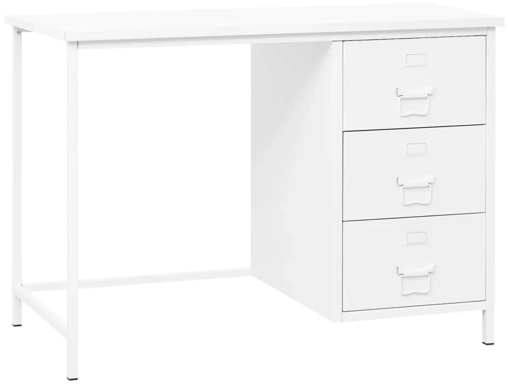 Scrivania industriale con cassetti bianca 105x52x75 cm acciaio