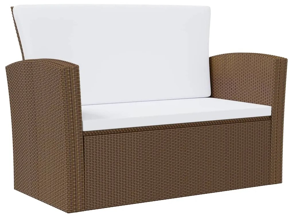 Set divani da giardino 16 pz con cuscini in polyrattan marrone