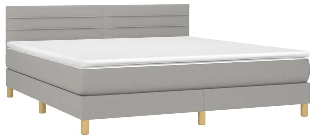 Letto a Molle Materasso e LED Grigio Chiaro 180x200 cm Tessuto