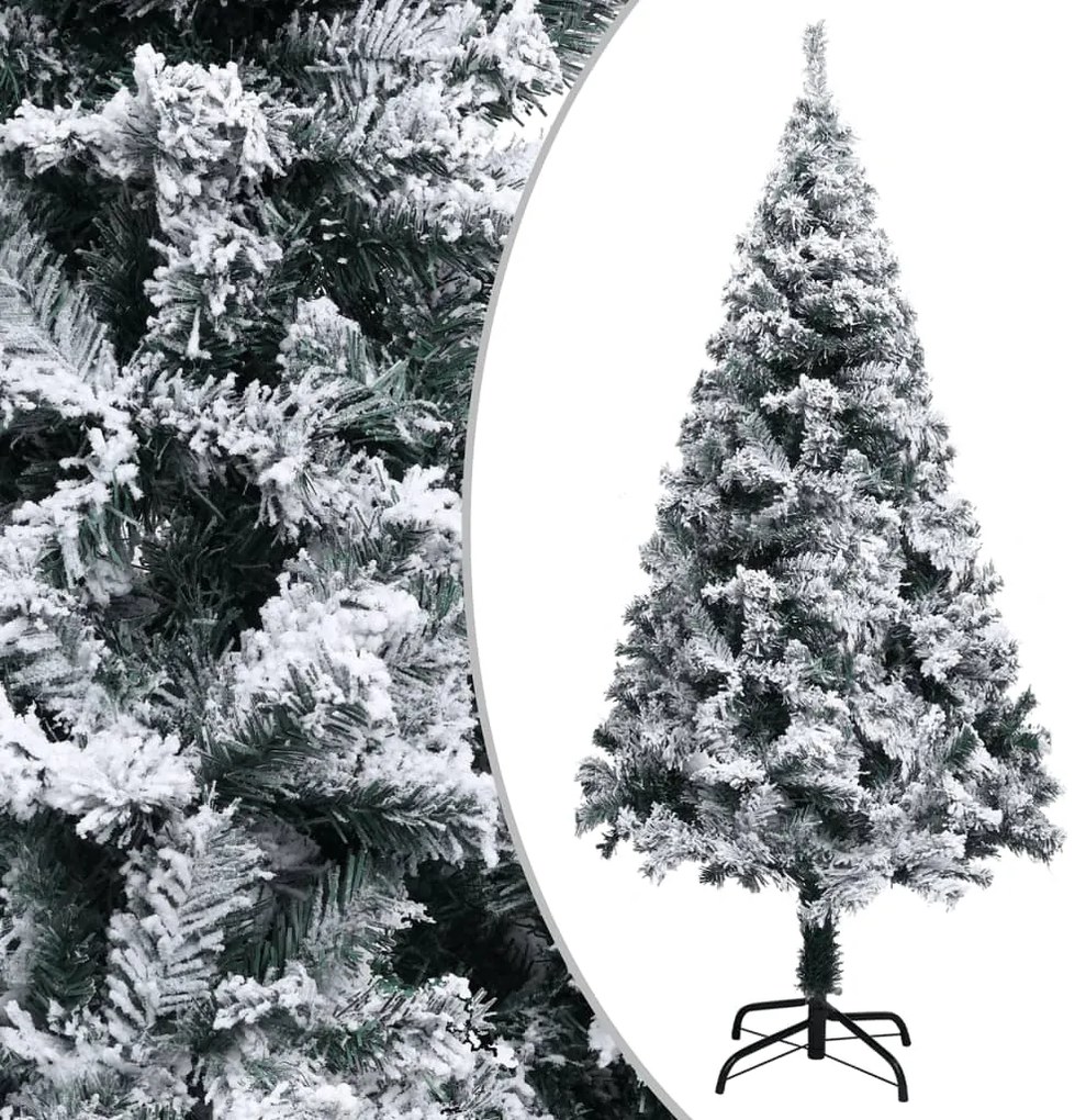 Albero di Natale Artificiale con Neve Floccata e LED in diverse dimensioni e materiali, Albero di Natale Artificiale con Neve Fioccata Verde 120 cm PVC