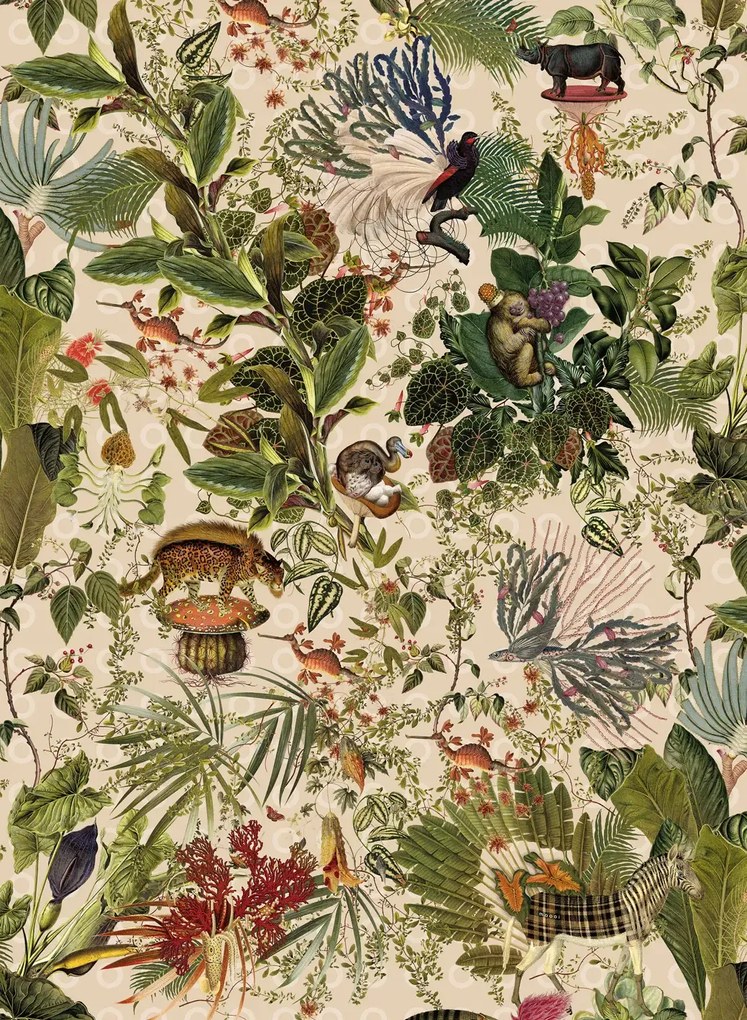 Moooi for Arte Carta da parati Menagerie of Extinct Animals - MO2072 - Ivory