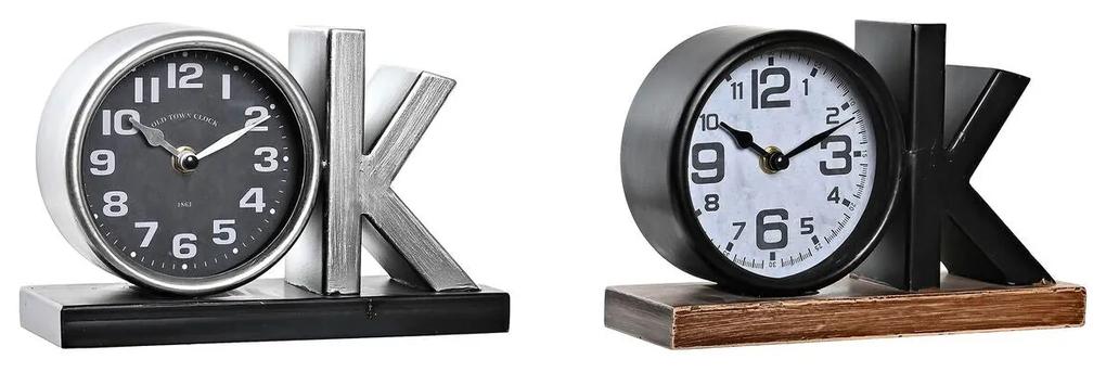 Orologio da Tavolo DKD Home Decor Argentato Nero Ferro OK (23 x 8 x 15 cm) (2 Unità)