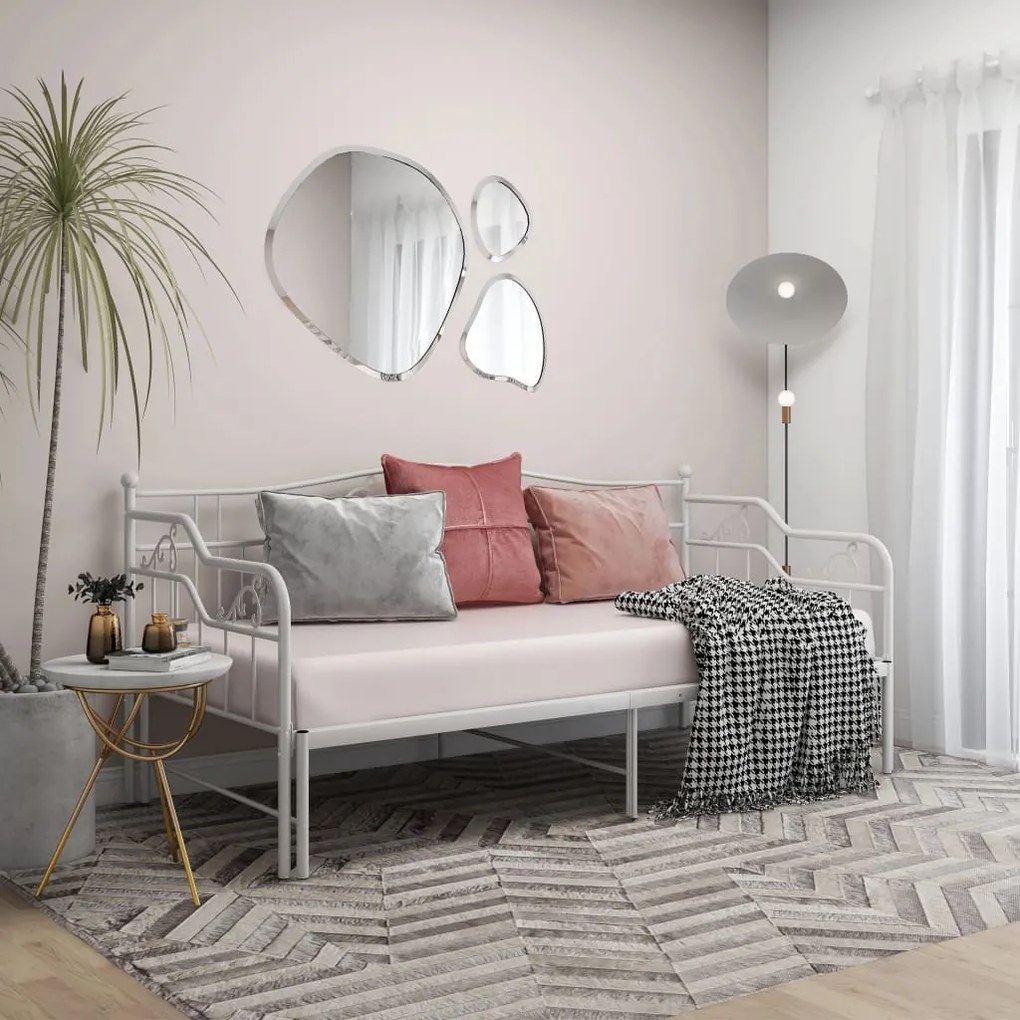 Telaio Divano Letto Estraibile Bianco İn Metallo 90x200 Cm /