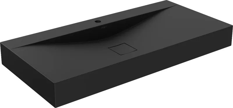 Mexen Poli lavabo da appoggio in conglomerato 1/O 100 x 48 cm, nero - 23021071