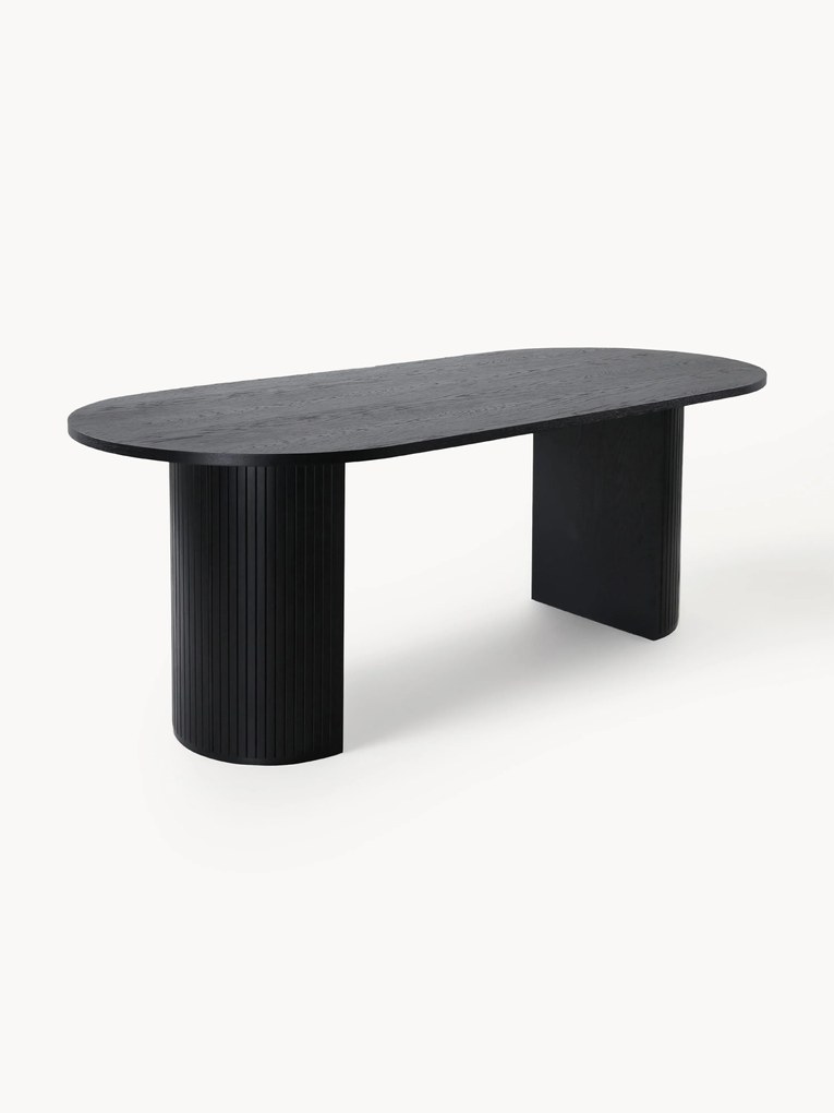 Tavolo ovale in legno di quercia Bianca, 200 x 90 cm