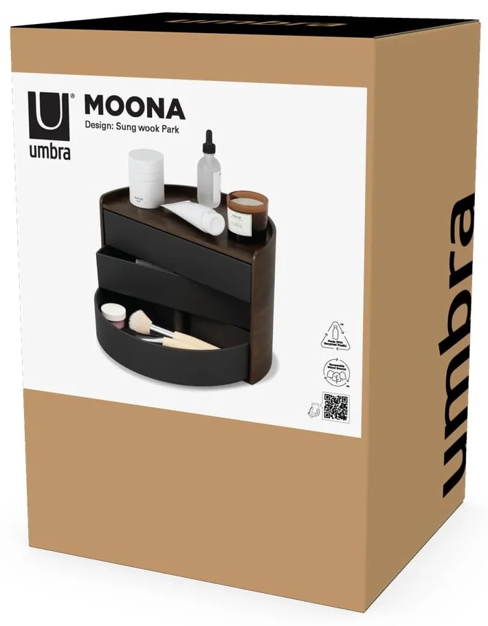 Organizzatore bagno nero rotante Moona - Umbra