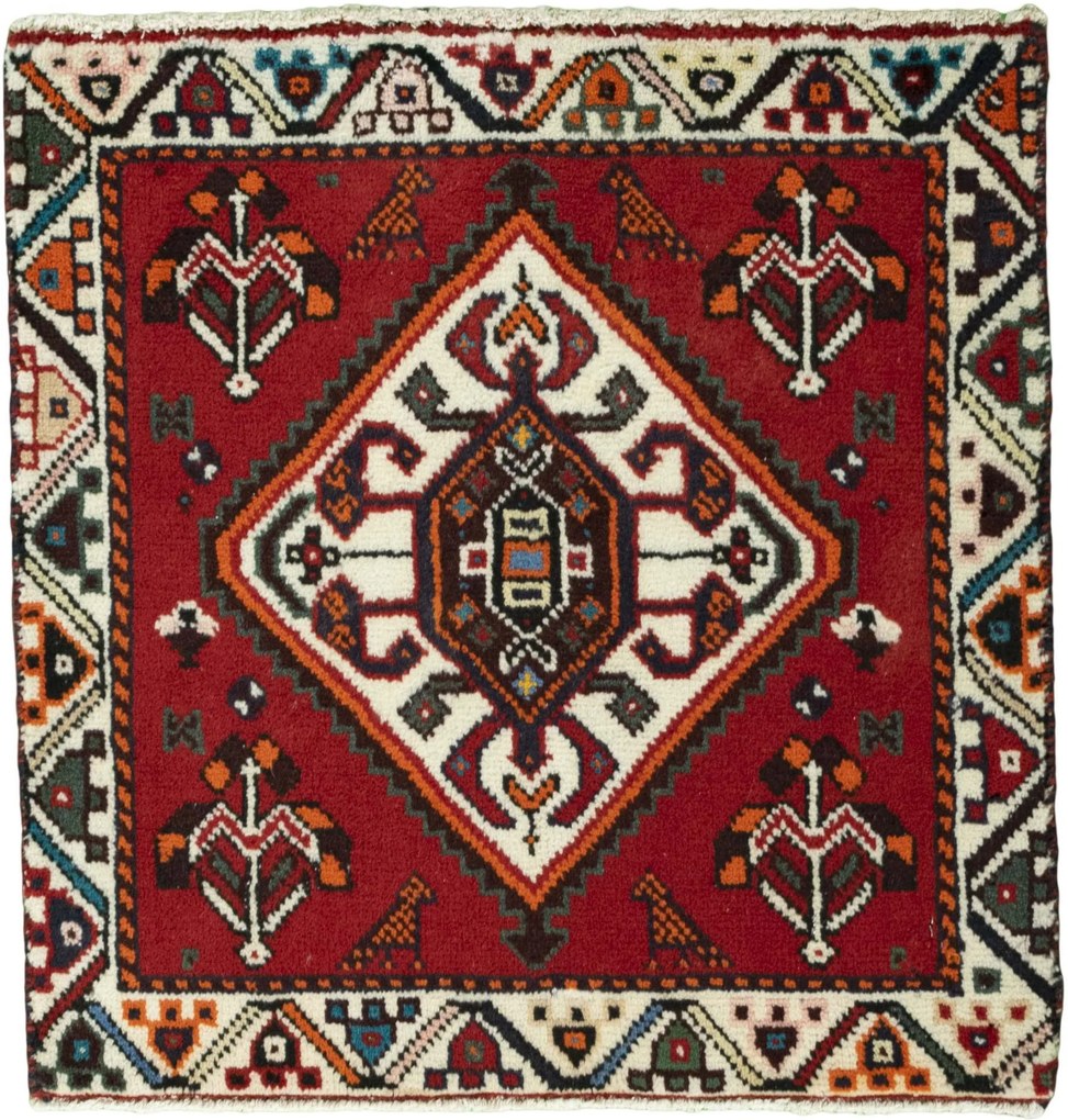 Shiraz Tappeto persiano 60 x 60 Rosso (Iran) Annodato A Mano