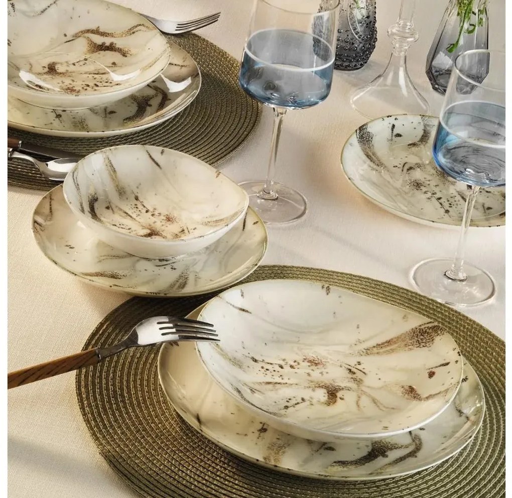 Servizio di piatti 24 pezzi marrone/porcellana