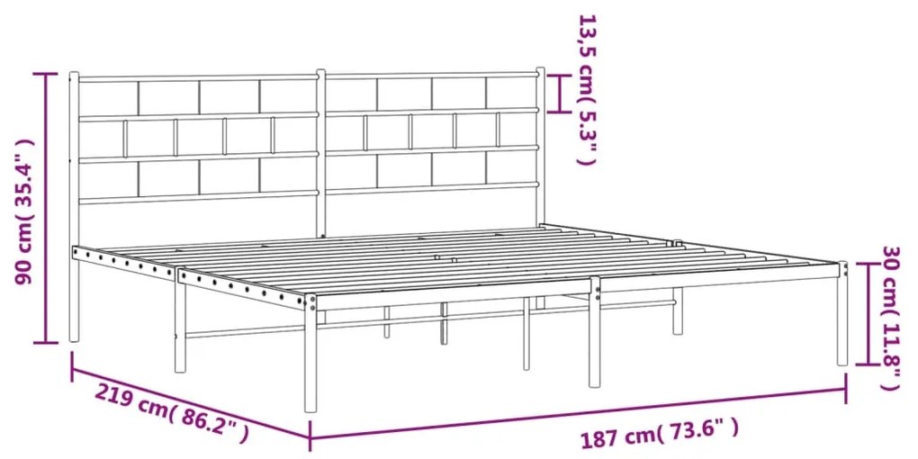 Giroletto con Testiera in Metallo Nero 183x213 cm