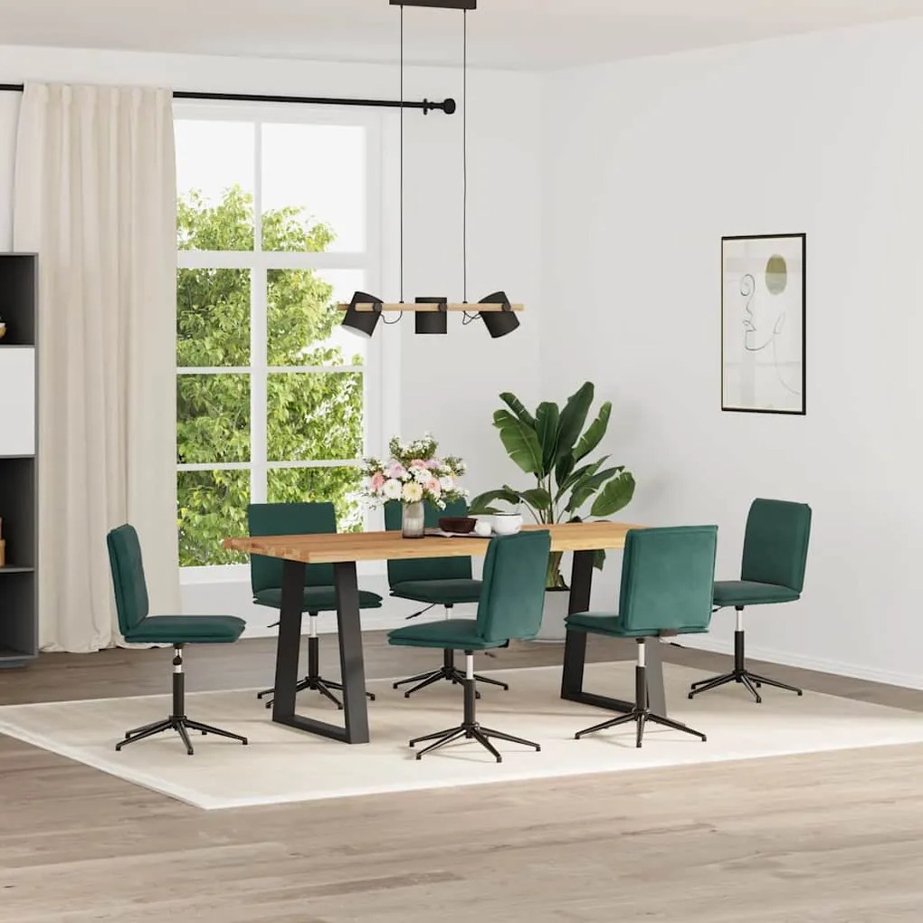 Sedie Da Pranzo 6 Pz Verde Scuro İn Velluto /