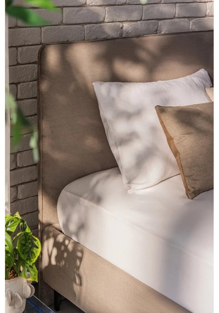 Letto matrimoniale imbottito grigio tortora con rete inclusa 180x200 cm Noira Slim – Bonami Selection