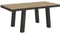 Tavolo da Pranzo Bridge Evolution 90x180 Allungato 90x440 in Nobilitato e Ferro Colore: Quercia Naurale