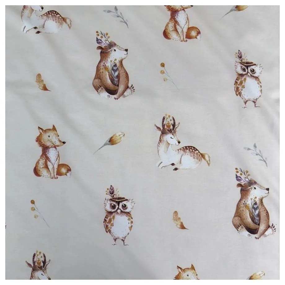Set copripiumino e federa da bambini beige in cotone per culla 100x135 cm Animals "Woodland" – Jerry Fabrics