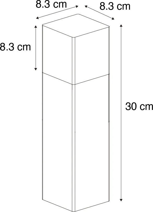 Lampada da esterno nera con vetro fumé, picchetto e passacavo 30cm IP44 - Denmark