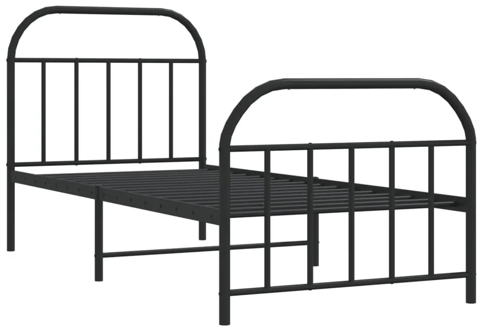 Giroletto con testiera e pediera metallo nero 80x200 cm