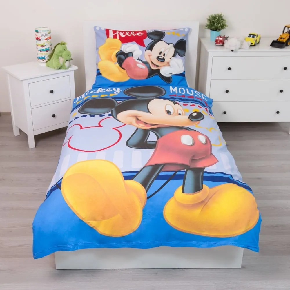 Biancheria da letto per bambini in cotone per letto singolo 140x200 cm Mickey "Hello" – Jerry Fabrics