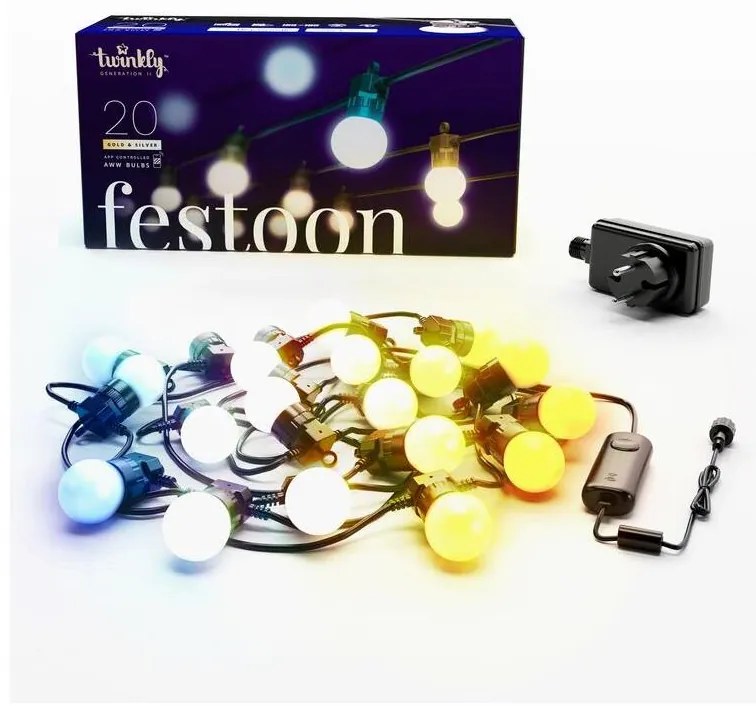 Twinkly TWF020GOP-BEU - Catena decorativa da esterno LED 20xLED 14m IP44 Wi-Fi