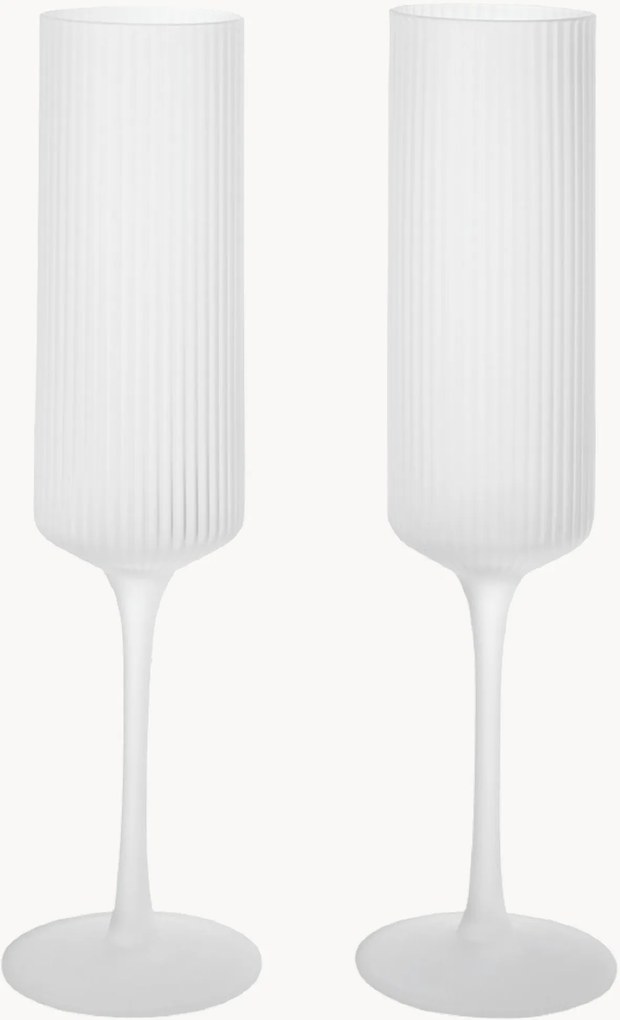 Set di 2 flute da champagne in vetro soffiato Ripple