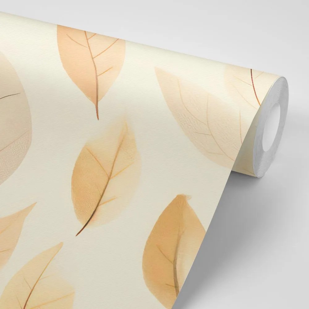 Carta da parati autoadesiva – Foglie beige delicate