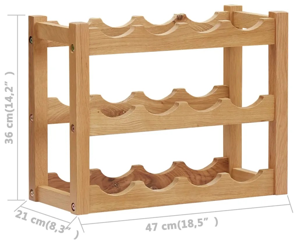 Cantinetta per 12 bottiglie 47x21x36 cm in legno massello di rovere