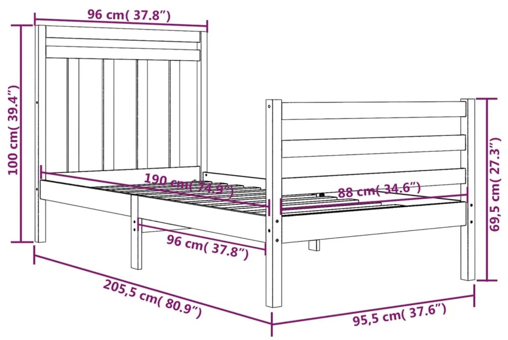 Giroletto in Legno Massello 90x200 cm