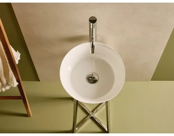 Bathco 4086 - Lavabo da appoggio VOLTA Ø 35 cm porcellana/bianco