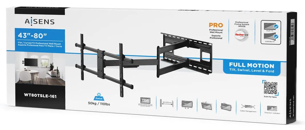 Supporto TV Aisens WT80TSLE-161 40"-80" 50 kg